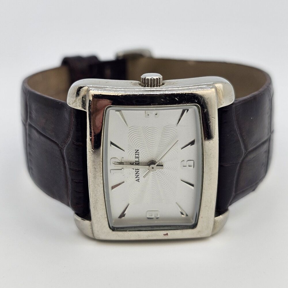 Anne Klein‎ Women's Watch 32MM Gray Dial Maroon Leather Bands New Battery